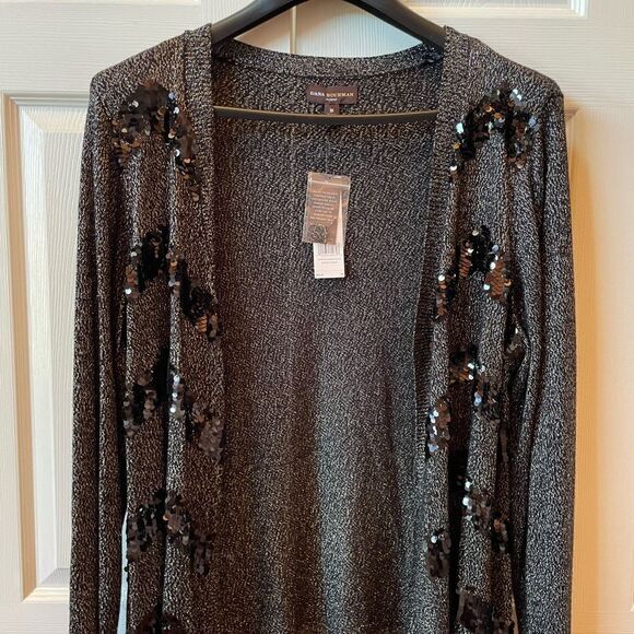 BLACK METALLIC WITH SEQUINS CARDIGAN SIZE 3X by DANA BUCHMAN NWT - Picture 4 of 8